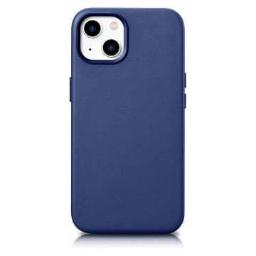 iCARER Etui iz naravnega usnja za iPhone 14 Plus MagSafe Case Leather modra