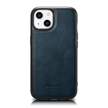 iCARER Etui iz naravnega usnja za iPhone 14 Plus Leather Oil Wax temno modra