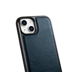 iCARER Etui iz naravnega usnja za iPhone 14 Plus Leather Oil Wax temno modra