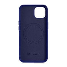 iCARER Usnjen etui za iPhone 14 z magnetom MagSafe Litchi Premium Leather Case v temno modri barvi