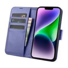 shumee 2v1 usnjena preklopna torbica za iPhone 14 Plus Anti-RFID denarnica svetlo vijolična