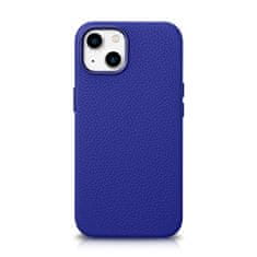 iCARER Usnjen etui za iPhone 14 z magnetom MagSafe Litchi Premium Leather Case v temno modri barvi
