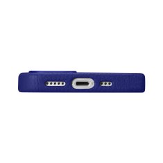 iCARER Usnjen etui za iPhone 14 z magnetom MagSafe Litchi Premium Leather Case v temno modri barvi