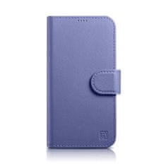 iCARER 2v1 usnjen etui z zapiralko iPhone 14 Plus Anti-RFID Wallet Case svetlo vijoličen