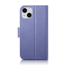 iCARER 2v1 usnjen etui z zapiralko iPhone 14 Plus Anti-RFID Wallet Case svetlo vijoličen