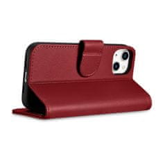 iCARER 2v1 usnjen etui z zaponko iPhone 14 Plus Anti-RFID Wallet Case rdeč