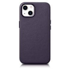 iCARER Etui iz naravnega usnja za iPhone 14 Plus MagSafe Case Leather temno vijolična