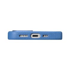 iCARER Usnjen etui za iPhone 14 z magnetom MagSafe Litchi Premium Leather Case modri