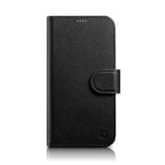 iCARER 2v1 usnjen etui z zaponko za iPhone 14 Plus Anti-RFID Wallet Case črn