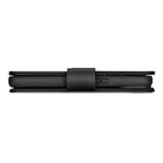 iCARER 2v1 usnjen etui z zaponko za iPhone 14 Plus Anti-RFID Wallet Case črn