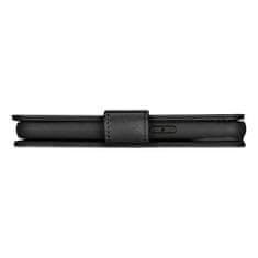 iCARER 2v1 usnjen etui z zaponko za iPhone 14 Plus Anti-RFID Oil Wax Wallet Case črn
