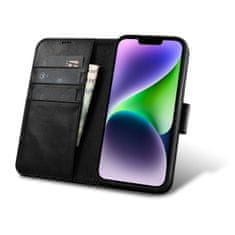 iCARER oil wax wallet case 2in1 case iphone 14 leather flip cover anti-rfid črna (wmi14220721-bk)
