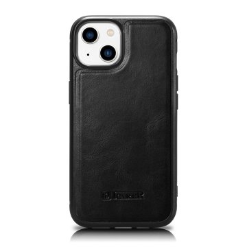 iCARER Etui iz naravnega usnja za iPhone 14 Plus Leather Oil Wax črna