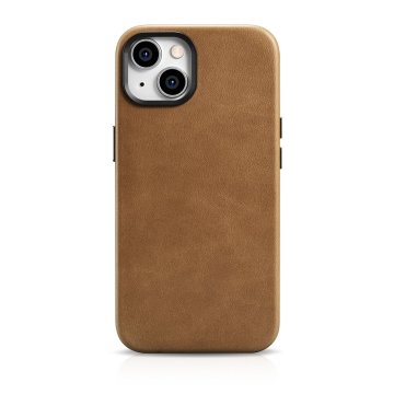 iCARER Usnjen etui za iPhone 14 z magnetom MagSafe Oil Wax Premium Leather Case svetlo rjava