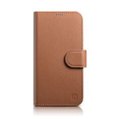 iCARER 2v1 usnjen etui z zaponko iPhone 14 Plus Anti-RFID Wallet Case rjava