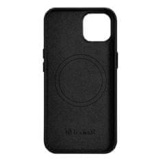 iCARER Usnjen etui za iPhone 14 z magnetom MagSafe Litchi Premium Leather Case črn
