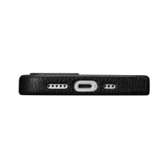 iCARER Usnjen etui za iPhone 14 z magnetom MagSafe Litchi Premium Leather Case črn
