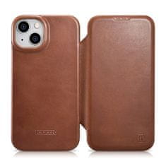 iCARER Usnjen etui za iPhone 14 Plus z magnetnim zapiranjem MagSafe CE Oil Wax Premium Leather rjava