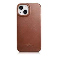 iCARER Usnjen etui za iPhone 14 Plus z magnetnim zapiranjem MagSafe CE Oil Wax Premium Leather rjava