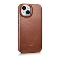 iCARER Usnjen etui za iPhone 14 Plus z magnetnim zapiranjem MagSafe CE Oil Wax Premium Leather rjava