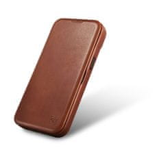 iCARER Usnjen etui za iPhone 14 Plus z magnetnim zapiranjem MagSafe CE Oil Wax Premium Leather rjava