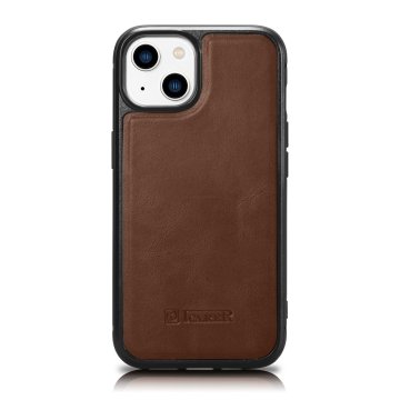 iCARER Etui iz naravnega usnja za iPhone 14 Plus Leather Oil Wax temno rjava