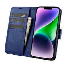 shumee 2v1 usnjena preklopna torbica za iPhone 14 Anti-RFID Wallet Case modra