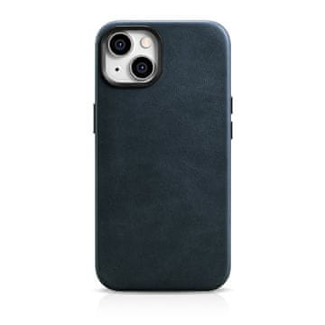 iCARER Usnjen etui za iPhone 14 z magnetom MagSafe Oil Wax Premium Leather Case v temno modri barvi