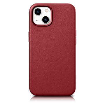iCARER Etui iz naravnega usnja za iPhone 14 Plus MagSafe Case Leather rdeč
