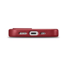 iCARER Etui iz naravnega usnja za iPhone 14 Plus MagSafe Case Leather rdeč