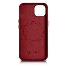 iCARER Etui iz naravnega usnja za iPhone 14 Plus MagSafe Case Leather rdeč