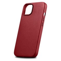 iCARER Etui iz naravnega usnja za iPhone 14 Plus MagSafe Case Leather rdeč