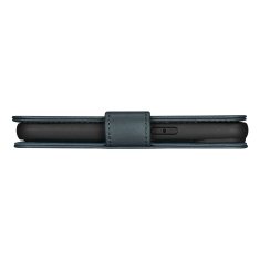 iCARER 2v1 usnjen etui z zaponko iPhone 14 Plus Anti-RFID Oil Wax Wallet Case modri