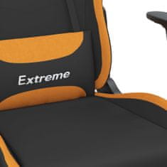 Vidaxl Masažni gaming stol z oporo za noge črno in oranžno blago
