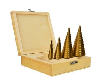 GEKO HSS stopenjski sveder, set 4 kos, 4-39mm, 4-32mm, 4-20mm, 4-12mm G38503