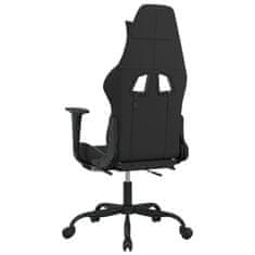Vidaxl Gaming stol z oporo za noge črno in belo blago