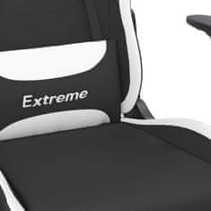 Vidaxl Gaming stol z oporo za noge črno in belo blago