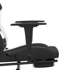 Vidaxl Gaming stol z oporo za noge črno in belo blago
