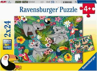   Ravensburger sestavljanka, koale in lenivci, 2 x 24