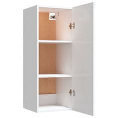 Vidaxl Stenska omarica visok sijaj bela 34,5x34x90 cm inženirski les