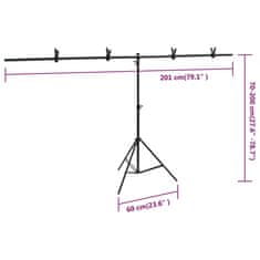 Vidaxl Stojalo za ozadje v obliki črke T 201x60x(70-200) cm