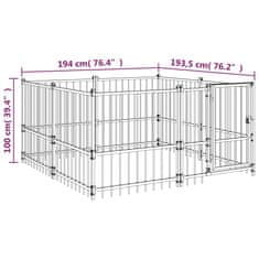 Vidaxl Zunanji pasji boks jeklo 3,75 m²