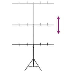 Vidaxl Stojalo za ozadje v obliki črke T črno 151x60x(70-200) cm