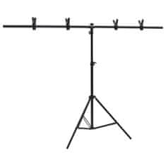 Vidaxl Stojalo za ozadje v obliki črke T črno 151x60x(70-200) cm