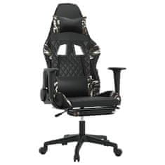 Vidaxl Masažni gaming stol z oporo za noge črn in kamuflažen um. usnje