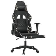 Vidaxl Masažni gaming stol z oporo za noge črn in kamuflažen um. usnje