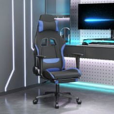 Greatstore Gaming stol z oporo za noge črno in modro blago
