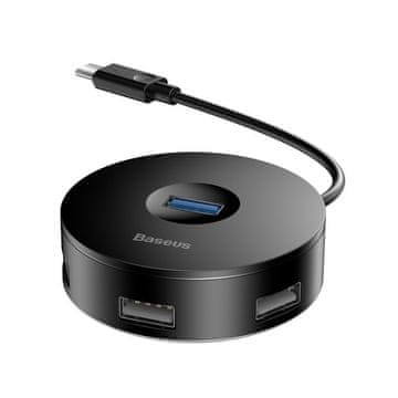 BASEUS 4v1 USB-C na USB 3.0 + 3x USB 2.0 hub 15cm (črna)