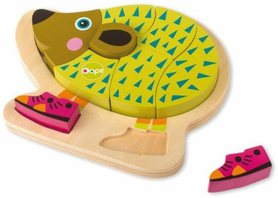 O-oops Happy Puzzle! - Lesena sestavljanka za hišne ljubljenčke na deski 9 kosov (Varianta: Ježek)