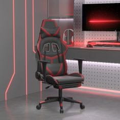 Vidaxl Masažni gaming stol z oporo za noge črn in vin. rdeč um. usnje